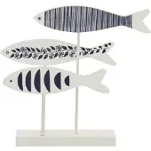 J-Line Poisson sur pied Motif mixte MDF bleu/blanc petit