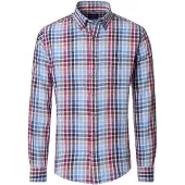 Casa Moda Casual Fit Chemise en lin rouge, A carreaux