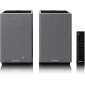Ginza.se SPB-240BKGY Paire d'Enceintes Stéréo Hi-Fi Bluetooth 5.3 - 2x40W RMS - Amplificateur Classe D - DSP - RCA - Optique - USB - Télécommande - Gris/Noir