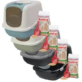 Peewee EcoDome - Bac à litière pour chat - Kit de démarrage - Noir/Noir