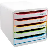 Exacompta Big Box Plus Black Office Blanc, 5 tiroirs ouverts A4/A4+/24x32, silencieux, arrêt de sécurité, empilable