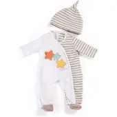 Miniland grenouillère longue beige avec bonnet, pour poupées jusqu'à 40 CM
