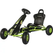 Ferbedo Go Kart AR 8G Gokart Kart in schwarz/grün mit Soundlenkrad Luftbereifung