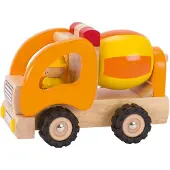 Goki Jouet en bois - Camion toupie en bois - Jaune - Pour enfant de 3 ans et plus