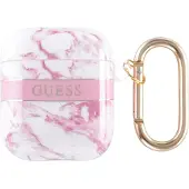 GUESS Gua2Hchmap Airpods 1/2 Cover Róowy/Pink Marble Strap Collection