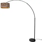 QAZQA Lampadaire noir avec abat-jour rayé marron et beige 50cm - XXL