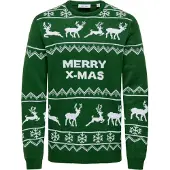 Only & Sons Pull-over 'ONSXmas' vert foncé / blanc