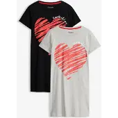 Bonprix Lot de 2 chemises de nuit 100% coton