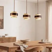 LumenXL Suspension à 3 lumières Mavero en ciment et bois
