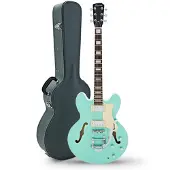 Hartwood Revival Vibrato Semi Acoustic Guitar & Hard Case Jade Green
