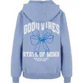 Miss Tee Sweat-shirt 'Good Vibes Bow' bleu / bleu-gris / blanc