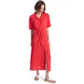Roxy Island Escape Solid Short Sleeve Long Dress Rouge S Femme