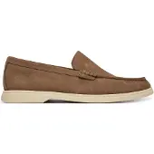 BOSS pour homme. 50543083 Mocassins en daim avec logo gravé marron (44), Beige, Plat, Cuir, Aucun, Casuel