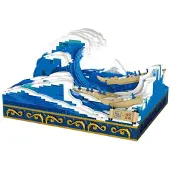 Pantasy Kanagawa Surfing Set Ukiyo-e Construction Game 15 Cm Bleu Enfants