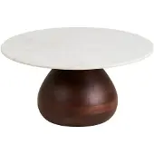 Ebuy24 Klara table basse Ø70cm blanc, brun foncé.