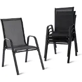 Relaxdays Chaises de jardin , lot de 4, dossier haut, accoudoirs, empilables, jusqu'à 150 kg, polyester, métal, chaises empilables, anthracite