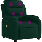 vidaXL Fauteuil de massage vert foncé velours