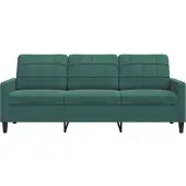 vidaXL Canapé à 3 places Vert foncé 180 cm Velours
