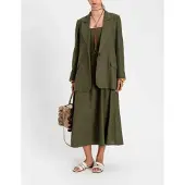 Twinset pour femme. 261TF2020 Blazer en lin vert (44), Casuel, Manche longue