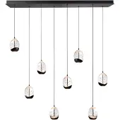 Highlight Suspension Clear Egg noir 8 lumières droit