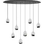Highlight Suspension Clear Egg Noir ovale à 8 lumières