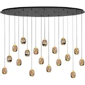 Highlight Suspension Golden Egg Noir 18 lumières ovale