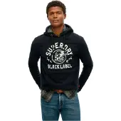 Superdry Homme Coton Imprimé Sweat À Capuche, Noir &amp; Blanc, Taille: L