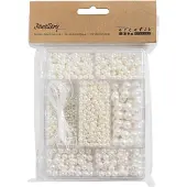 Creativ Company kit de création de bijoux - mélange de perles blanches nacrées