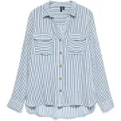 Vero Moda Chemisier 'VMBumpy' bleu roi / blanc