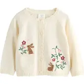 Next Cardigan crème / brocart / vert / rosé