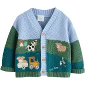 Next Cardigan bleu clair / vert / pétrole / blanc