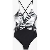 Bonprix Maillot 1 pièce à volants et découpe