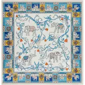 Roeckl Foulard 'Lucky Elephant Nicky' bleu / bleu outremer / jaune / blanc naturel