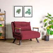 Hannah Home , Sando Single - Maroon, Canapés-lits, Canapé-lit 1 place, marron, polyester, 67 x 78 x 78 x cm