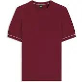 BOSS T-shirt en maille en coton mélangé à rayures horizontales