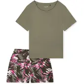Schiesser Pyjama ' Modern Nightwear ' kaki / jade / rose / blanc