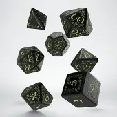 Q-workshop SELV19 - Jeu de cubes Elvish, noir & glow-in-the-da (7 pièces)
