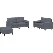 vidaXL Ensemble de canapés 3 pièces avec coussins gris foncé velours