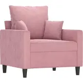 vidaXL Fauteuil avec pouf rose 60 cm velours