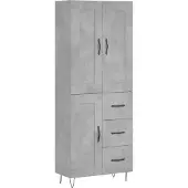 vidaXL Highboard gris béton 69,5x34x180 cm Bois composite