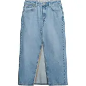 Superdry Denim Split Long Skirt Bleu 30 Femme