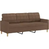 vidaXL Ensemble de canapés 3 pièces avec coussins Tissu brun