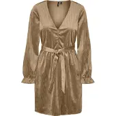 Vero Moda Linda Long Sleeve Dress Beige L Femme