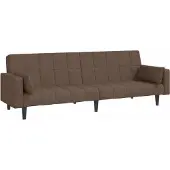vidaXL Canapé-lit à 2 places avec deux oreillers taupe tissu