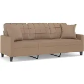 vidaXL Canapé 3 places avec oreillers cappuccino 180 cm similicuir