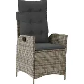 vidaXL Fauteuil de jardin Réglable avec coussin Gris Poly Rattan