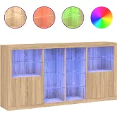 vidaXL Sideboard avec lampes LED Chêne Sonoma 202x37x100 cm