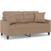 vidaXL Canapé 2 places avec coussins décoratifs cappuccino brun 140 cm similicuir