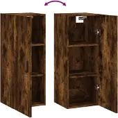 vidaXL Armoire murale chêne fumé 34,5x34x90 cm