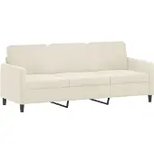 vidaXL Canapé à 3 places Crème 180 cm Velours